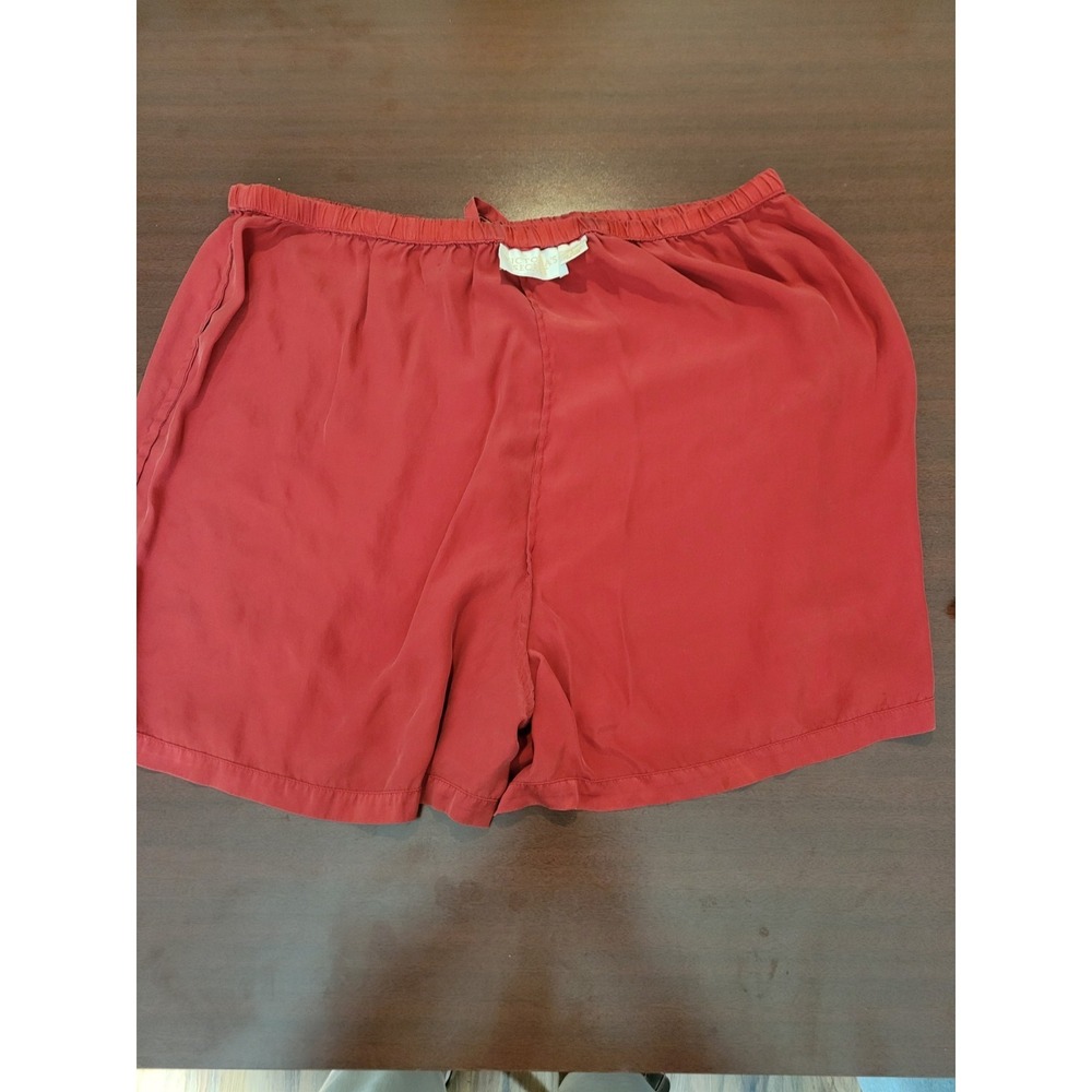 VTG 90s Y2K Victoria Secret Gold Label 100% Silk PJ Shorts Sz L Red Sexy Comfy